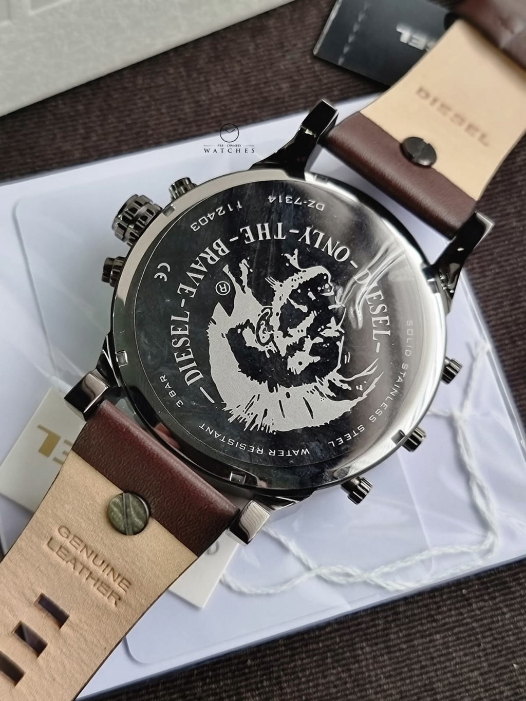Diesel Mr. Daddy 2.0 Men's Chronograph Quartz Watch Blue Dial Brown Leather – DZ7314