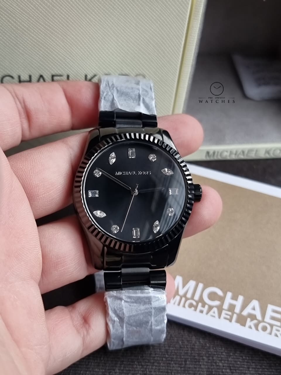 Michael Kors Lexington Pavé Women's Black Stainless Steel Quartz Watch – 38mm – MK7442