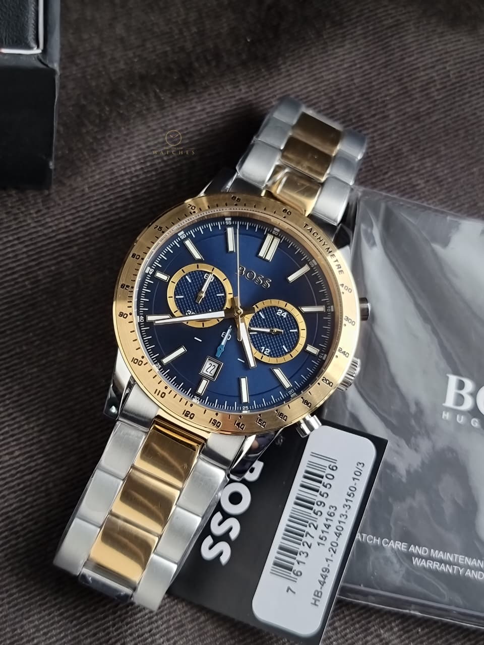 Hugo Boss Allure Men's Chronograph Quartz Watch Blue Dial Two-Tone Bracelet – 1514163