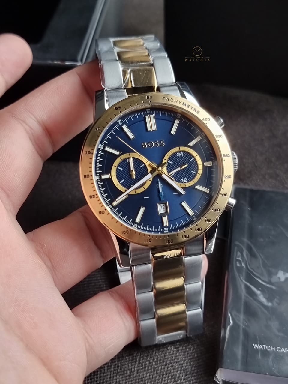 Hugo Boss Allure Men's Chronograph Quartz Watch Blue Dial Two-Tone Bracelet – 1514163