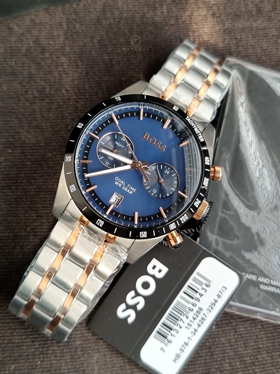 Hugo Boss Men's Chronograph Quartz Watch – Two-Tone Stainless Steel & Blue Dial – 1514288