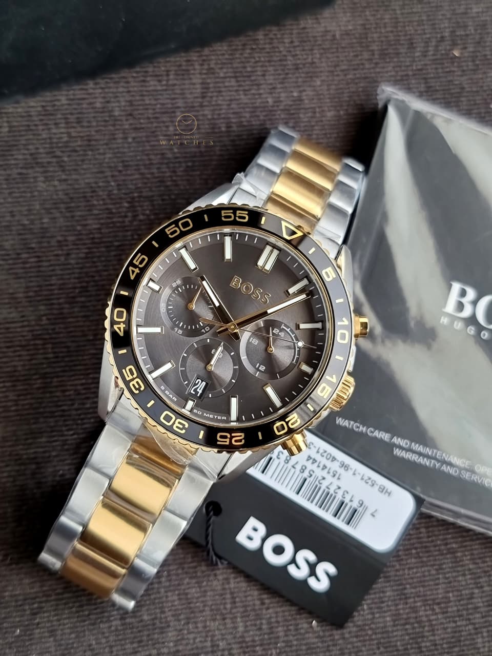 Hugo Boss Runner Men's Chronograph Quartz Watch – Two-Tone Stainless Steel & Grey Dial – 1514144