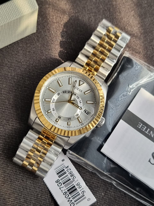 GUESS GD Jaden Men's Two-Tone Multifunction Quartz Watch – Beige Dial – 42mm – GW0977G6 Hover Image