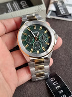 GUESS Dashboard Men's Two-Tone Multifunction Quartz Watch – Green Dial – 46mm – GW0798G3