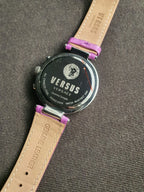 Versus Versace Cosmograph Ladies Watch 38mm Dial Purple Leather Strap  Quartz Watch