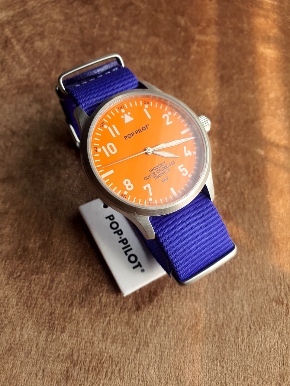 Pop-Pilot Summer Hits BKK Quartz Watch – Orange Dial & Navy Nylon Strap – P4260362630024