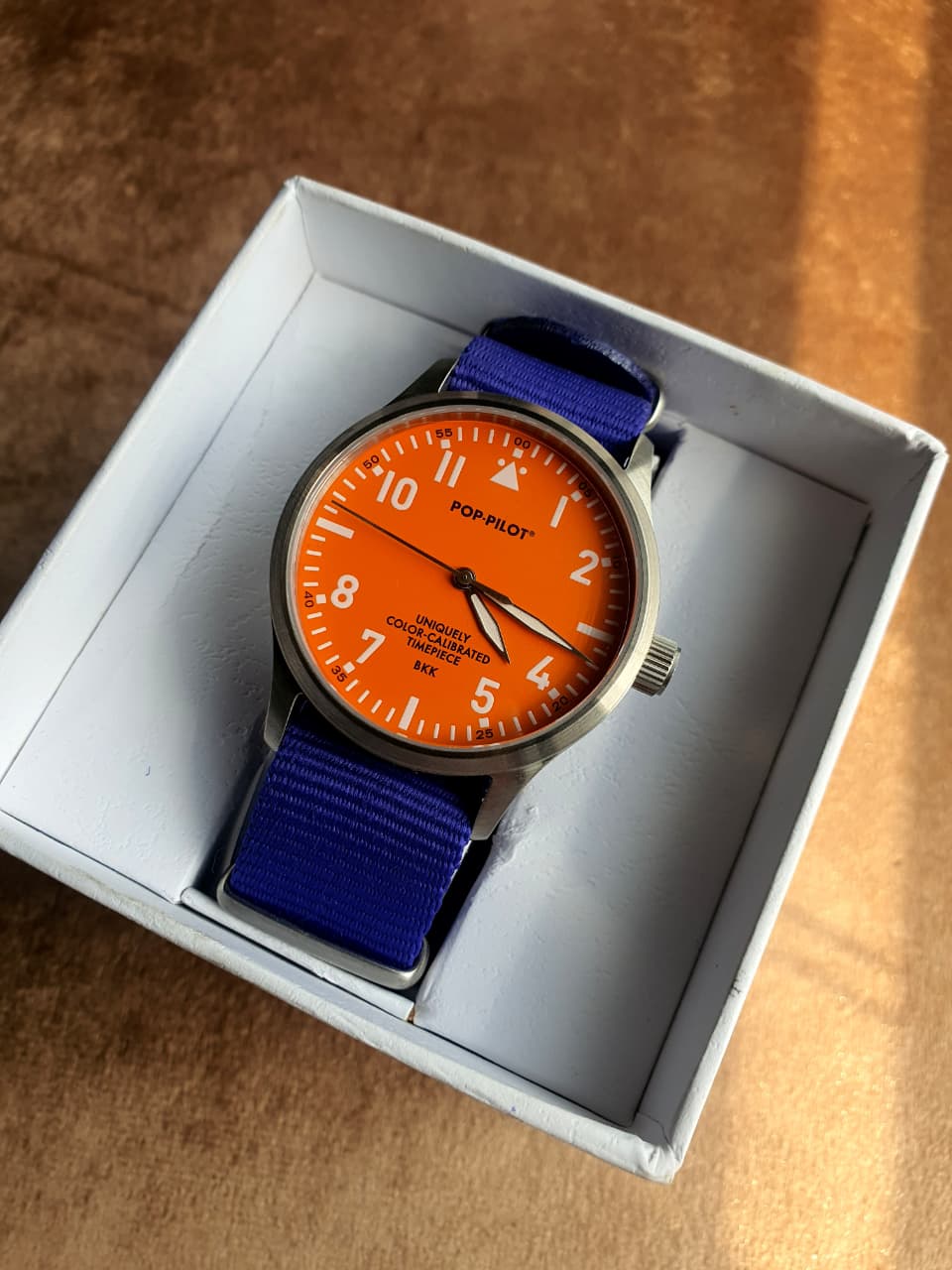 Pop-Pilot Summer Hits BKK Quartz Watch – Orange Dial & Navy Nylon Strap – P4260362630024