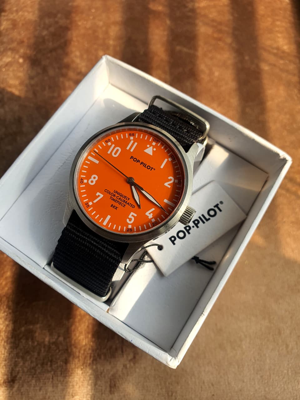 Pop-Pilot Summer Hits BKK Quartz Watch – Orange Dial &Black Nylon Strap – P4260362630024
