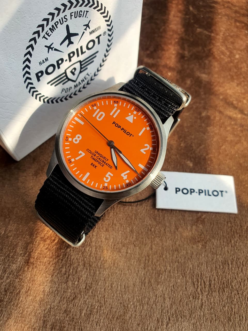 Pop-Pilot Summer Hits BKK Quartz Watch – Orange Dial &Black Nylon Strap – P4260362630024