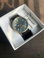 POP-PILOT Unisex Quartz Pilot Watch – 42mm Stainless Steel Case & Black Nylon Strap