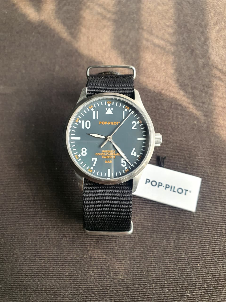 POP-PILOT Unisex Quartz Pilot Watch – 42mm Stainless Steel Case & Black Nylon Strap
