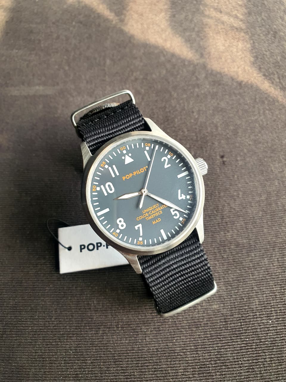 POP-PILOT Unisex Quartz Pilot Watch – 42mm Stainless Steel Case & Black Nylon Strap