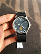 POP-PILOT Unisex Quartz Pilot Watch – 42mm Stainless Steel Case & Black Nylon Strap