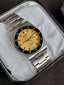Seiko 5 Men's Automatic Day-Date Watch – 36mm Golden Dial & Stainless Steel Bracelet