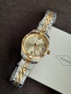 Fossil Scarlette Women's Two-Tone Quartz Watch – 33mm Gold Dial & Stainless Steel – ES4949