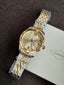 Fossil Scarlette Women's Two-Tone Quartz Watch – 33mm Gold Dial & Stainless Steel – ES4949