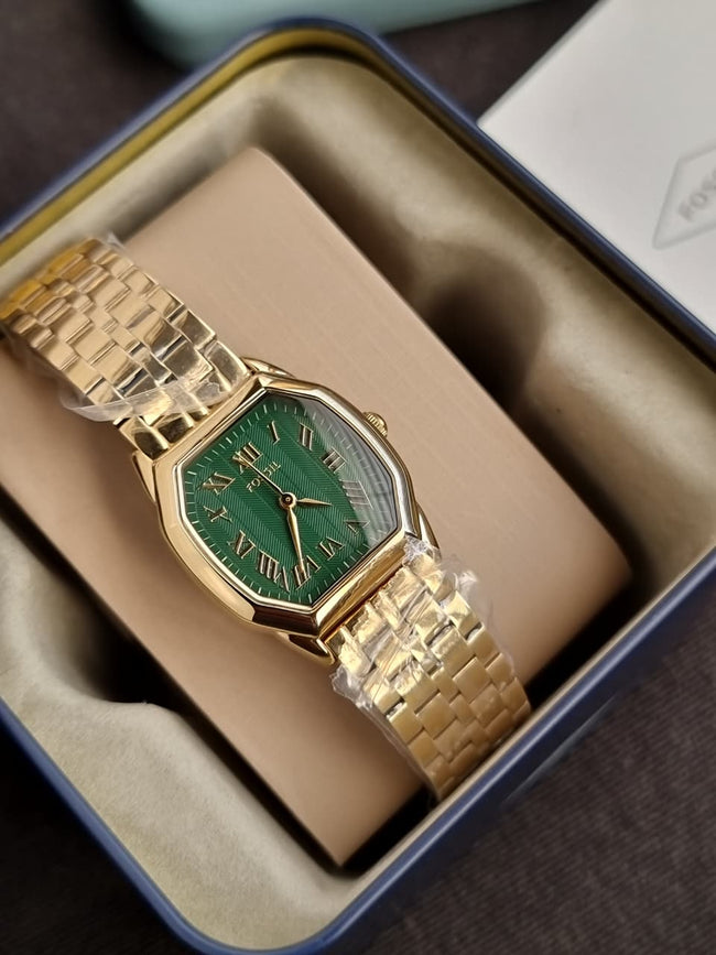 Fossil Harlow Women's Quartz Watch – 27mm Gold-Tone Stainless Steel & Green Dial – ES5451 Main Image