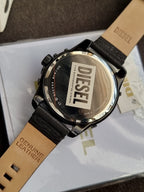 Diesel Caged Three-Hand Black Leather Watch DZ1948