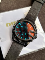 Diesel Caged Three-Hand Black Leather Watch DZ1948