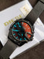 Diesel Caged Three-Hand Black Leather Watch DZ1948