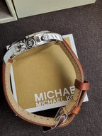 Michael Kors Men’s Chronograph Quartz Leather Strap Blue Dial 45mm Watch MK8362