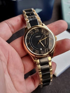 Fossil Gilmore Women's Quartz Watch – 38mm Gold-Tone & Black Ceramic CE1132