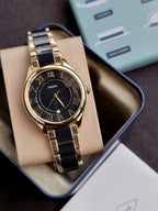Fossil Gilmore Women's Quartz Watch – 38mm Gold-Tone & Black Ceramic CE1132