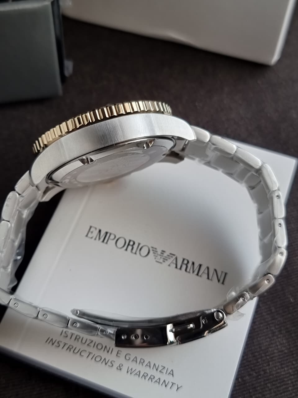 Emporio Armani World Explorer Men's Solar Chronograph Watch – Black Dial Two-Tone Stainless Steel – AR11680