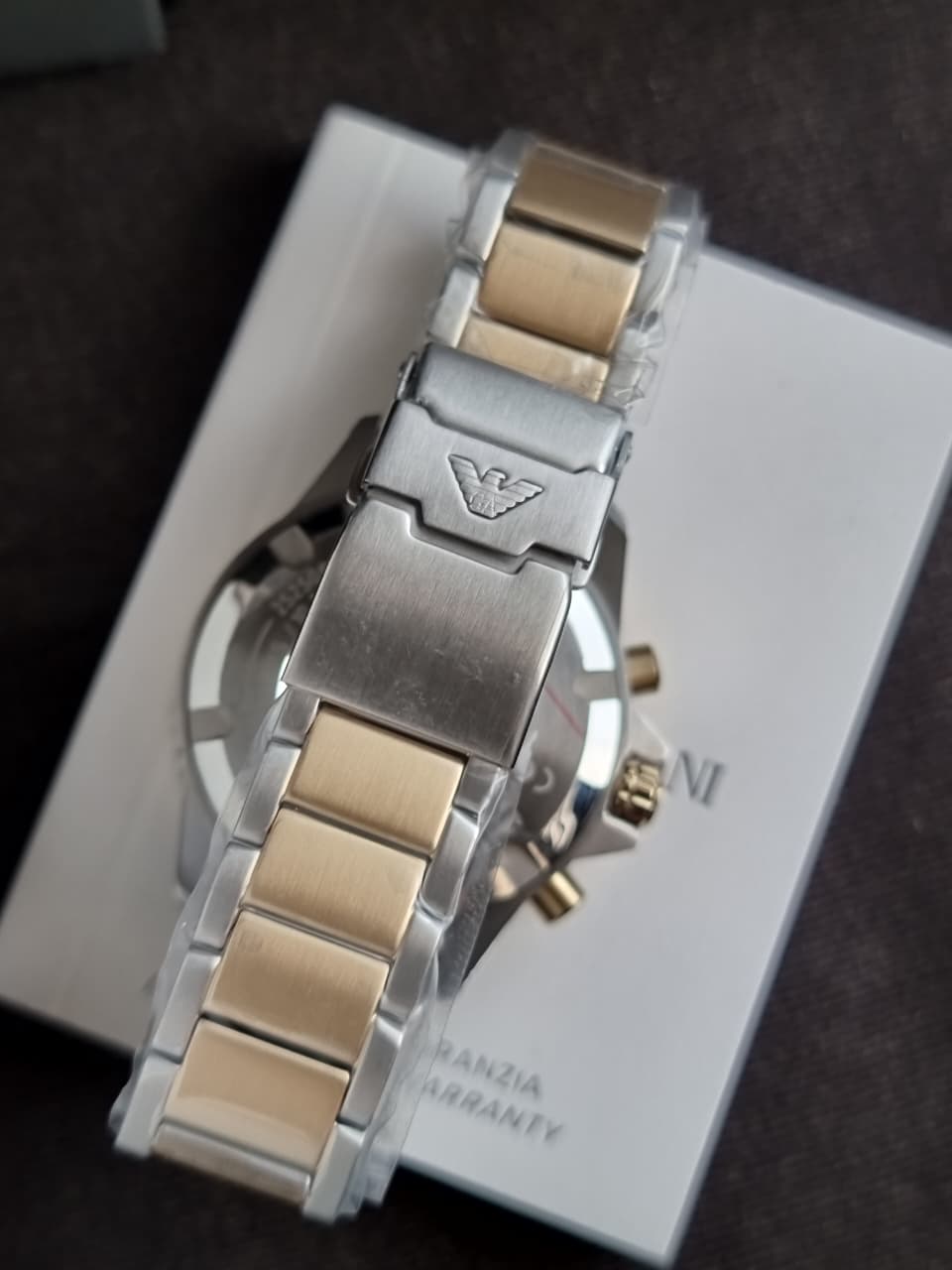 Emporio Armani World Explorer Men's Solar Chronograph Watch – Black Dial Two-Tone Stainless Steel – AR11680