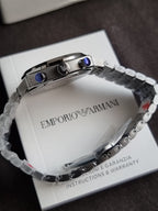 Emporio Armani Ruggero Men's Chronograph Quartz Watch – Gunmetal Stainless Steel & Green Dial – AR11689