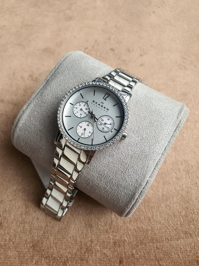 Skagen Women's Quartz Watch – 32mm White Dial, Crystal Bezel & Stainless Steel – 921SSXW Main Image