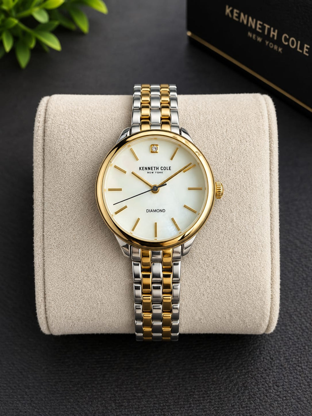 Kenneth Cole Ladies Watch 35mm White Dial Two Tone Quartz Watch