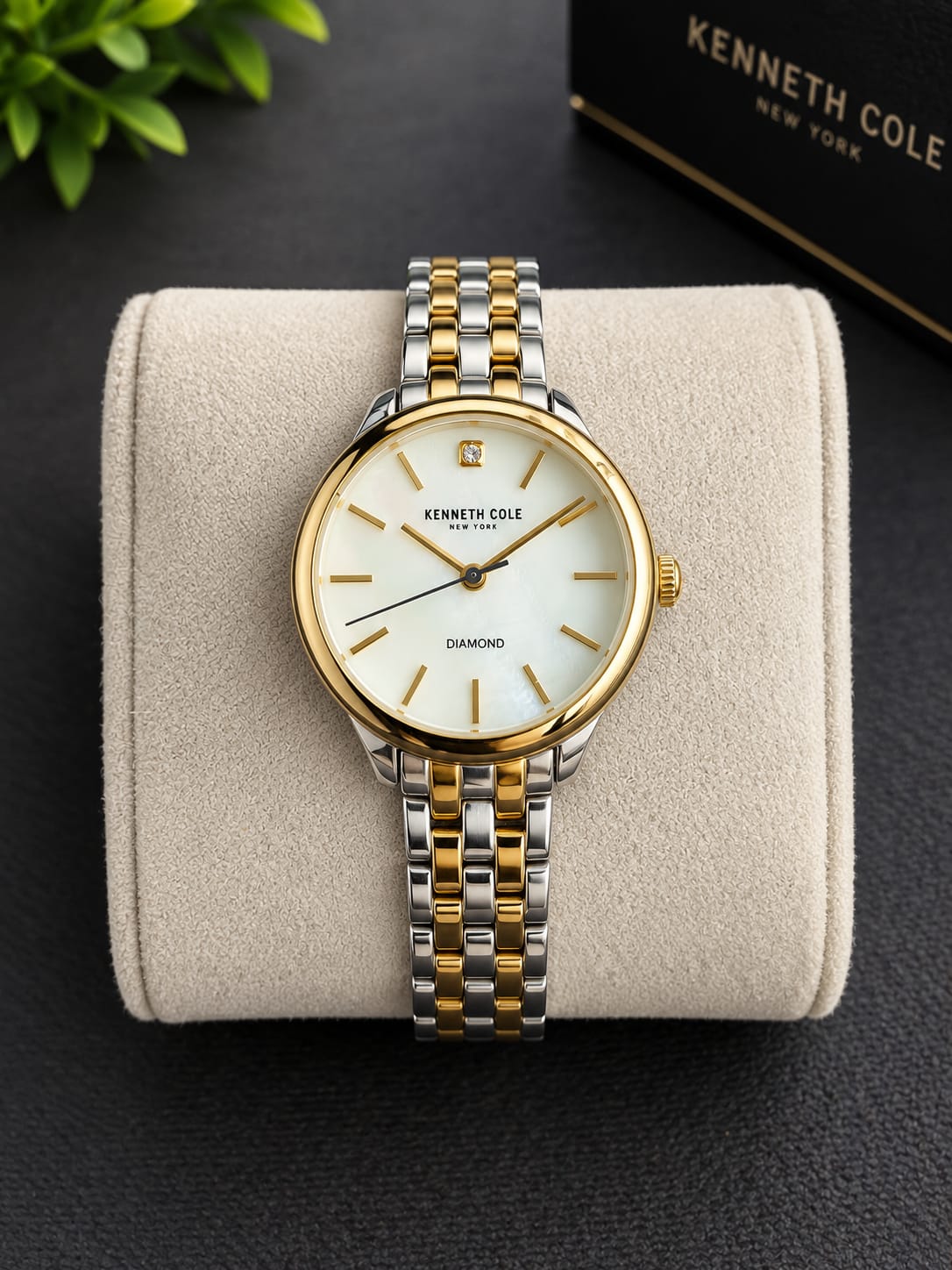 Kenneth Cole Ladies Watch 35mm White Dial Two Tone Quartz Watch