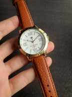 Tommy Hilfiger  Women's Quartz Watch – 38mm Gold-Tone Case, White Dial & Brown Leather Strap – 1781438
