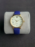 Kate Spade New York Metro Women's Quartz Watch – 34mm Beige Dial & Blue Leather Strap – KSW1238