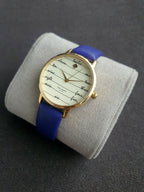 Kate Spade New York Metro Women's Quartz Watch – 34mm Beige Dial & Blue Leather Strap – KSW1238