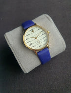 Kate Spade New York Metro Women's Quartz Watch – 34mm Beige Dial & Blue Leather Strap – KSW1238