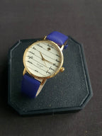 Kate Spade New York Metro Women's Quartz Watch – 34mm Beige Dial & Blue Leather Strap – KSW1238