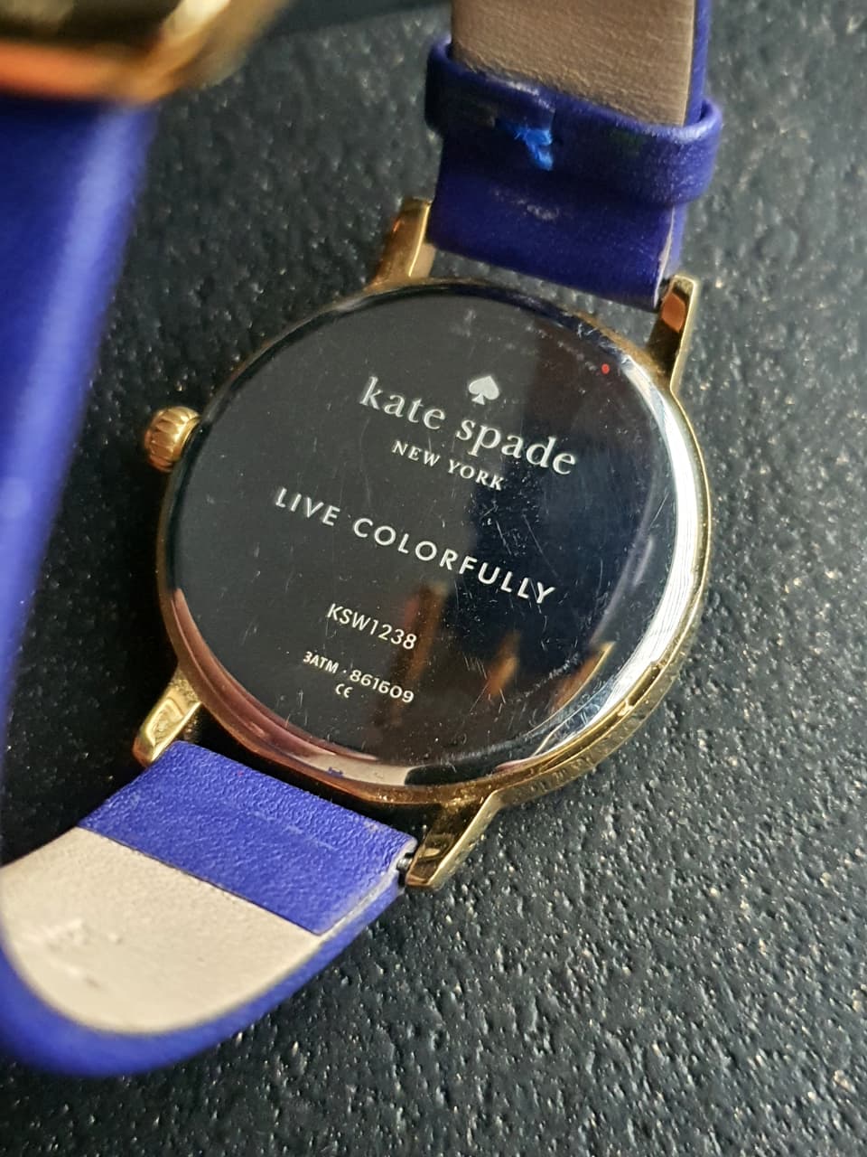 Kate Spade New York Metro Women's Quartz Watch – 34mm Beige Dial & Blue Leather Strap – KSW1238