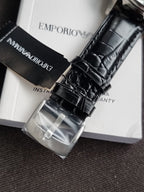 Emporio Armani Meccanico Men's Automatic Skeleton Watch – 45mm Stainless Steel & Black Leather – AR4629