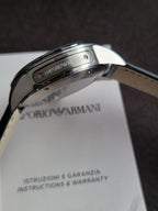Emporio Armani Meccanico Men's Automatic Skeleton Watch – 45mm Stainless Steel & Black Leather – AR4629
