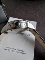Emporio Armani Meccanico Men's Automatic Skeleton Watch – 45mm Stainless Steel & Black Leather – AR4629