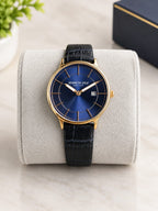 Kenneth Cole Women's Quartz Watch – 33mm Blue Dial, Gold-Tone Case & Blue Leather Strap