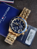Tommy Hilfiger TH85 Men's Chronograph Quartz Watch – Gold-Tone Stainless Steel & Blue Dial – 1792158