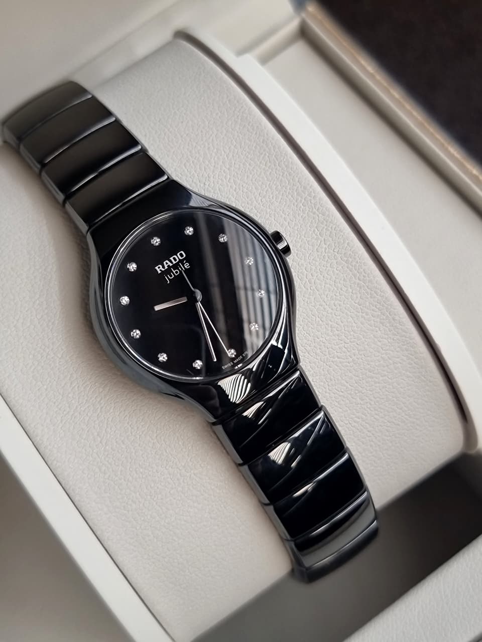 Rado True Jubile Women's Swiss Quartz Diamond Watch – 27mm Black Ceramic – R27655762