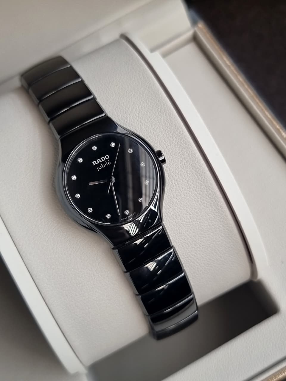 Rado True Jubile Women's Swiss Quartz Diamond Watch – 27mm Black Ceramic – R27655762