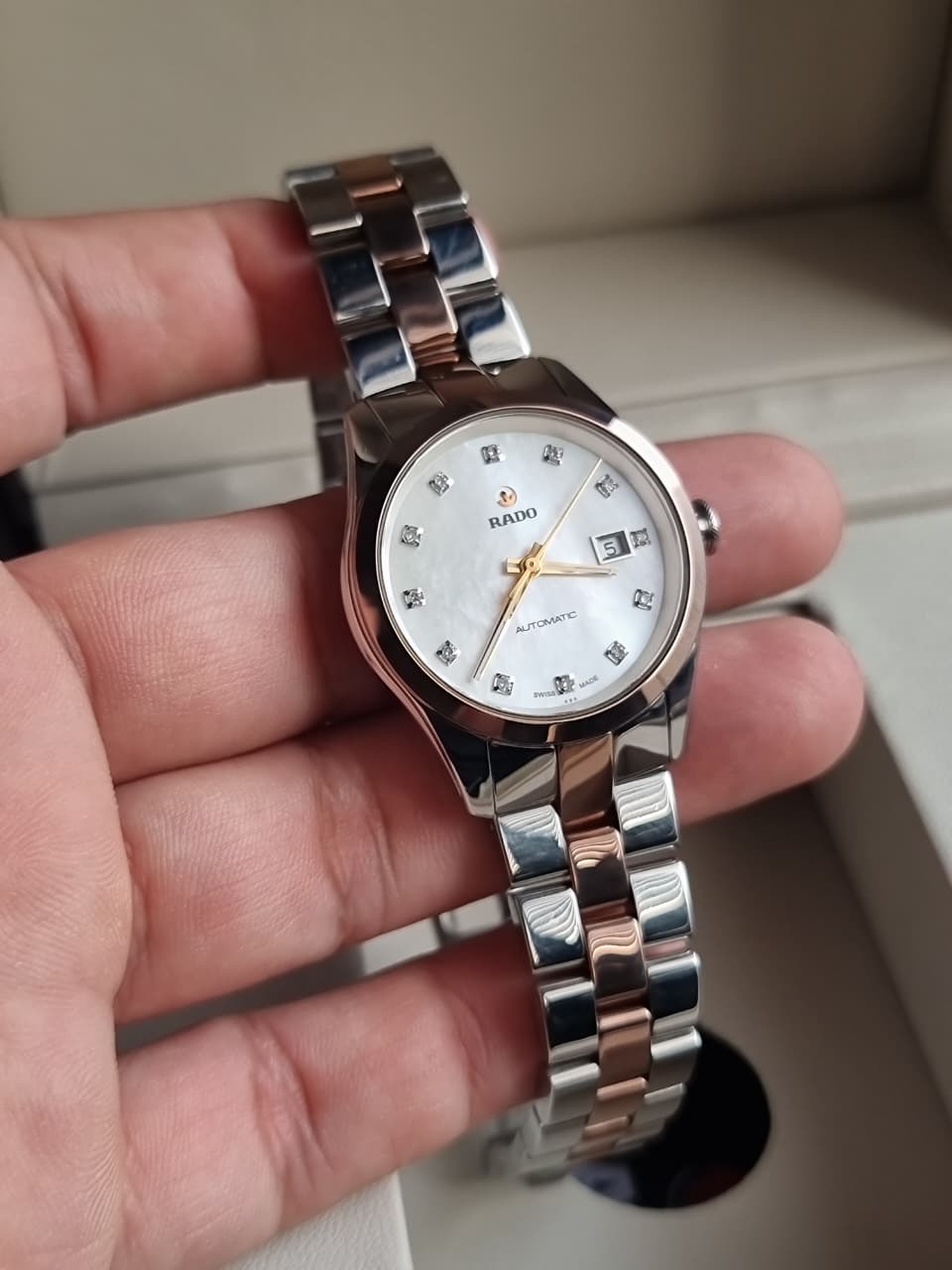 Rado HyperChrome Women's Automatic Diamond Watch – 30.6mm Mother-of-Pearl Dial, Two-Tone Ceramic & Stainless Steel – R32087902