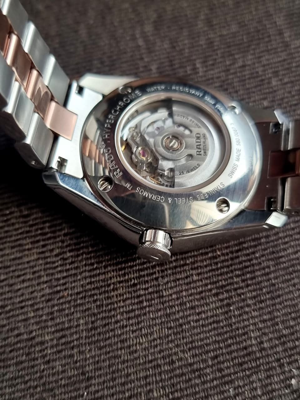Rado HyperChrome Women's Automatic Diamond Watch – 30.6mm Mother-of-Pearl Dial, Two-Tone Ceramic & Stainless Steel – R32087902