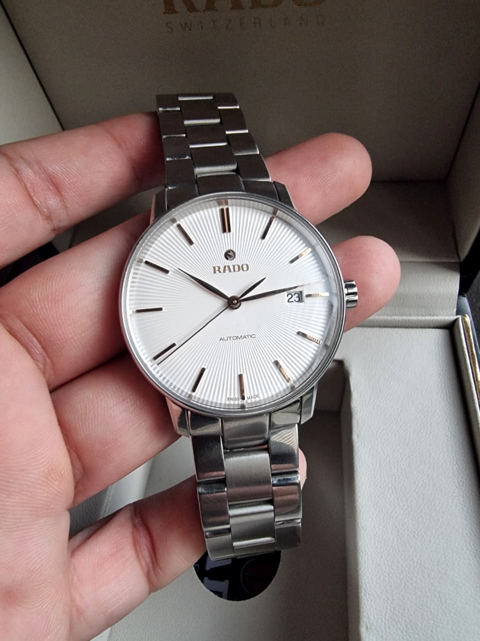 Rado Coupole Classic Men's Automatic Watch – 38mm Silver Guilloche Dial & Stainless Steel Bracelet – R22860023