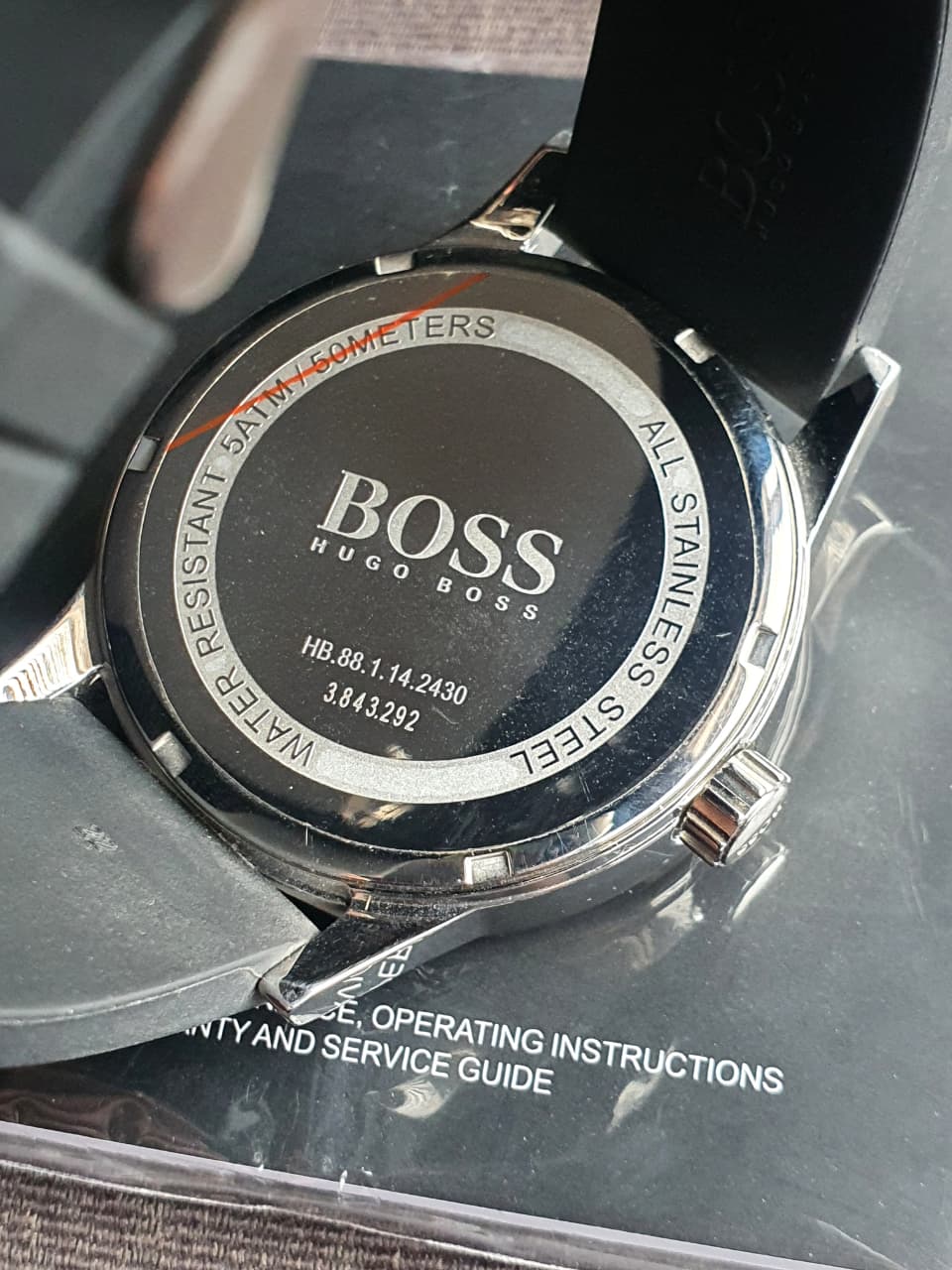 HUGO BOSSBlue Dial Black Leather Men's Watch 1512790